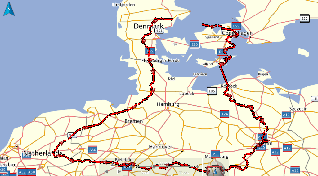 Route Deventer, Kopenhagen, Berlijn